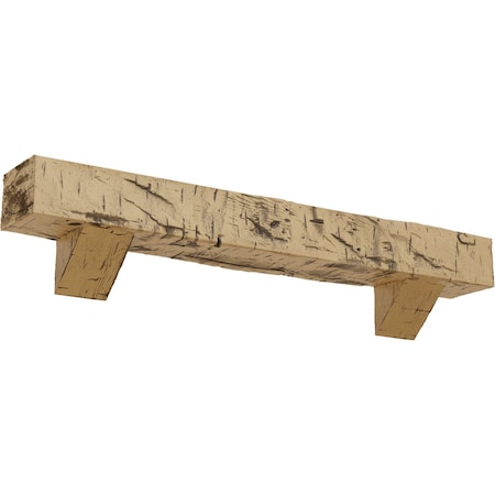 Kit W/ Breckinridge Corbels, NaturaL Pine, 6H X 8D X 60W Hand Hewn Faux Wood Fireplace ManteL